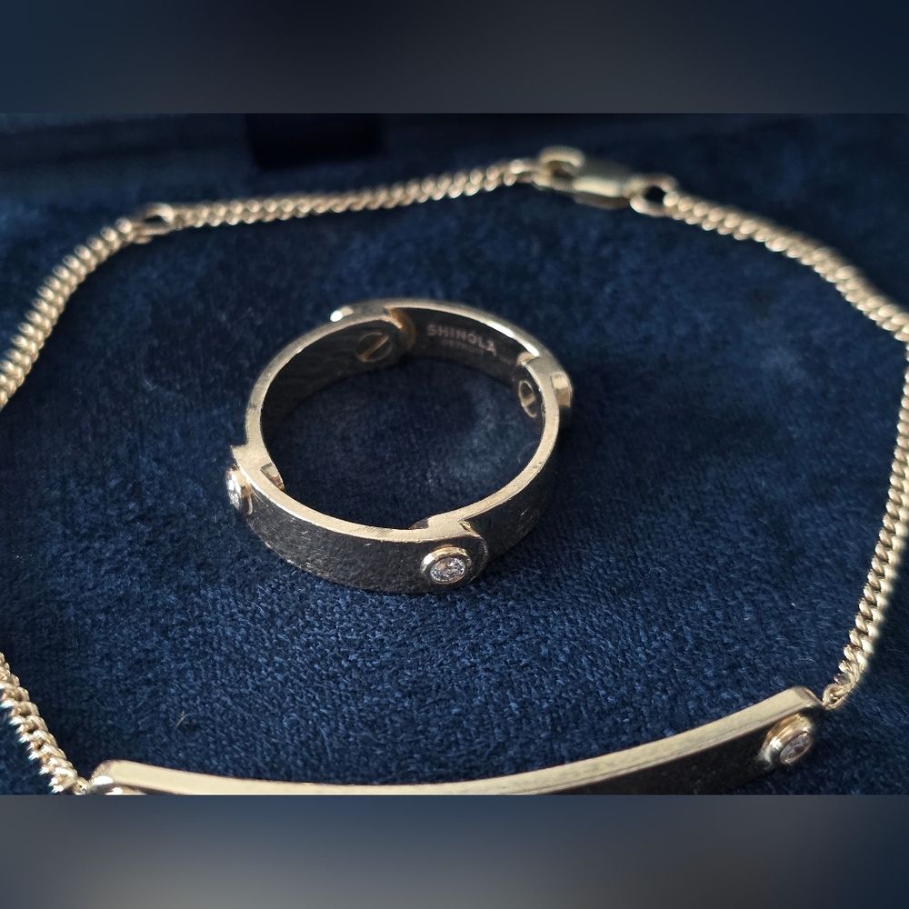 Rare Shinola Gold And Diamond Jewelry Set 14K Ring And Bracelet - Picture 6 of 11